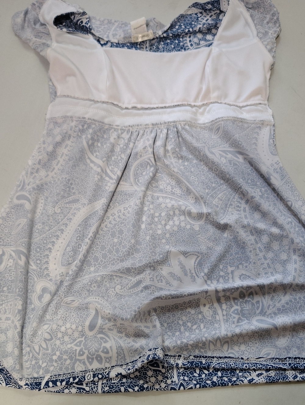 Vintage Studio Y Babydoll Square Neck Tunic Top Size S Y2K 90s Blue White Boho - Picture 15 of 15